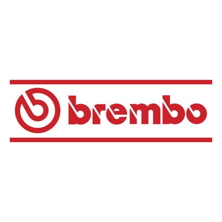 Logo von Brembo in roter Schrift auf weißem Hintergrund.